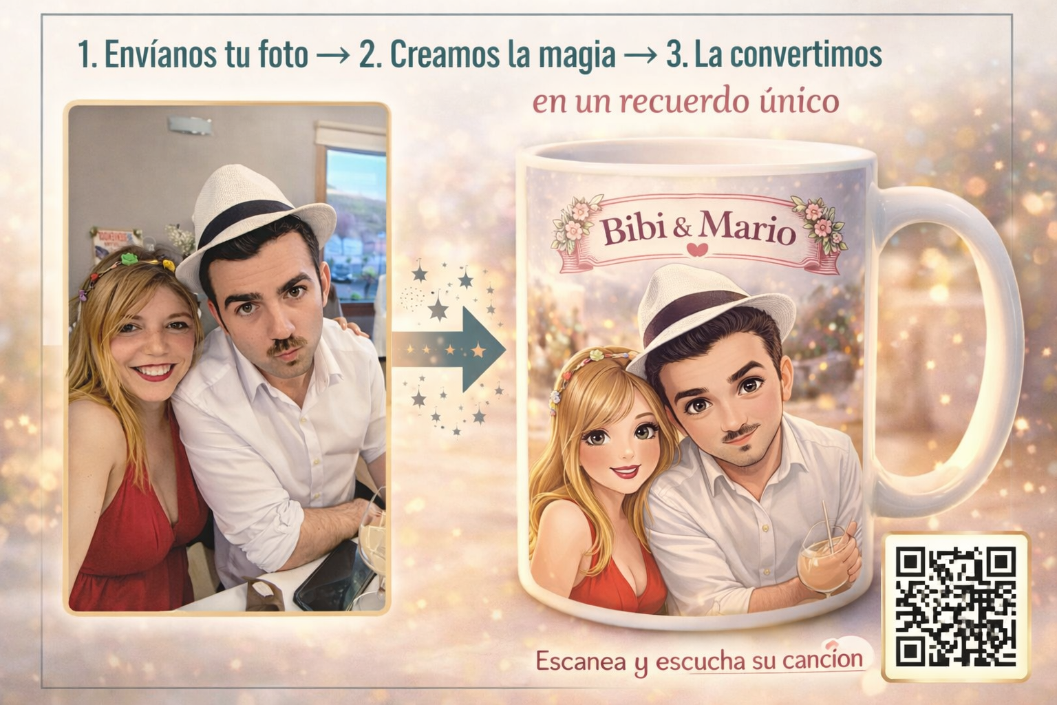 Taza personalizada con canción y código QR
